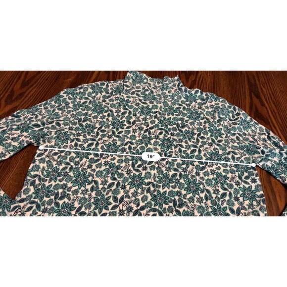 Lands End Women’s MP Turtleneck Blue Green Floral Paisley Print Soft Long Sleeve - Picture 7 of 14